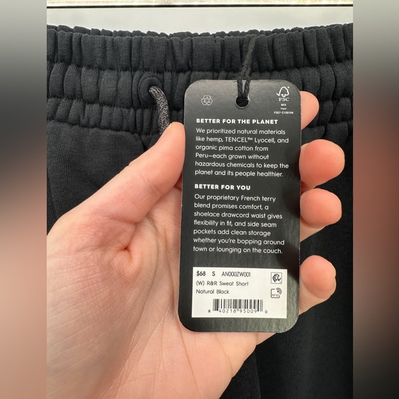 Allbirds | NWT $68 Women’s S Small R&R Sweat Shorts Natural Black - Picture 5 of 6